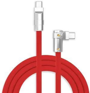 chubbycable FlexElbow 90 Degree 240W Fast Charging Cable Right Angle USB C Cable Silicone Charging Cord Compatible with iPhone 17-15 Series iPad, Red, Type-C to Type-C, 0.32FT