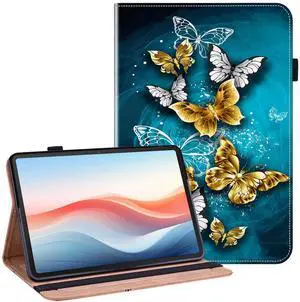 YHDXUYS Case for Amazon Fire HD 10 and 10 Plus Tablet (13th/11th Generation, 2023/2021 Release) with Multi-Angle Stand and Pen Holder, Green Butterfly