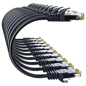 Cat 6 Ethernet Cable 10FT 10Pack, Cat6 Ethernet Patch Cable 10Gbps, High-Speed UTP Cat6 Network Cable Pure Copper, Cat 6 Cable for Home and Office Network, Black