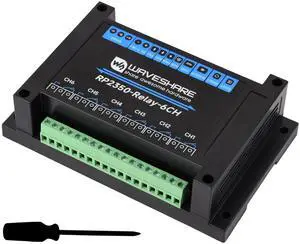 Industrial 6-Channel RP2350 Relay Module, Onboard RS485/Pico HAT Interfaces, Compatible with Raspberry Pi Pico Hats, Expanding RTC/CAN / RS232 / LoRa/Sensor, RS485,etc. Multi Protection Circuits