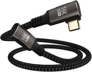 KMMXXCPM Right Angle usbc Extension Cable 3.3FT Compatible with Thunderbolt 5/4/3 Extender 80Gbps Data Transfer,USB c Male to Female Extension 90 Degree Cable,8K/16K Display/PD3.1 240W Fast Charging.