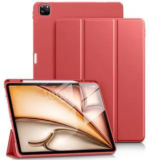 DTTO for iPad Air 13 Inch Case M3/M2 2025/2024, iPad Pro 12.9 Inch Case (6th/ 5th/ 4th/ 3rd Gen), Smart Slim Trifold Stand Soft Cover with Pencil Holder for iPad Air 13", Red