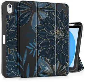 Mektron Case for iPad (A16) 11th Generation 11-inch 2025 Fit iPad 10th Gen 10.9 inch 2022, Tablet Cover with Trifold Stand + Pencil Holder + Auto Wake/Sleep + TPU Back Cover, Dahlia Flower C035