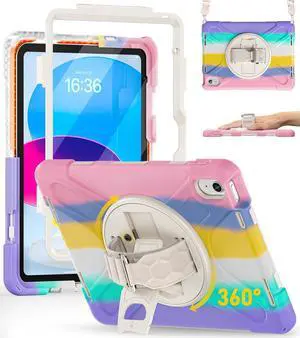 BRAECN Case for iPad (A16) 11th/10th Generation 11/10.9 inch (2025/2022) Heavy Duty Screen Protector 360° Rotating Handle Stand Shockproof Drop Protection Shouler/Hand Strap Durable Kids-Friendly