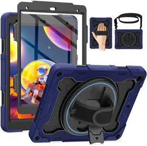 ROSROME Kids Boys Case for iPad 10.2 inch iPad 9th/8th/7th Generation 2021/2020/2019 with Screen Protector,Rotating Stand Hand Strap Shoulder Strap Pencil Holder Heavy Duty Shock Resistance Case