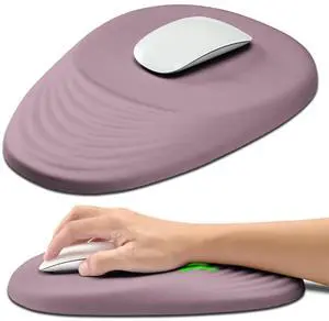 Hokafenle Ergonomic Mouse Pad Wrist Support with Stepped-Wedge Design, Wrist Rest Pain Relief Mousepad Filled with Memory Foam, Carpal Tunnel Mousepad for Wireless Mouse(12x8 inch, Purple)