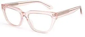 Dollger Blue Light Blocking Glasses For Woman Men Rectangle Cat Eye Computer BlueLight Glasses Clear Lens Non-Prescription Transparent powder frame