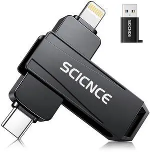SCICNCE 512GB Flash Drive Intended for iPhone, USB Memory Stick Storage Backup for Photos Videos, Plug and Play No APP Required, Compatible with iPhone iPad Android and Computers (Metal Gray)