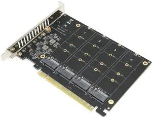Sintech Quad NVMe SSD PCIe Adapter, 4 M.2 NVMe SSD to PCI-e 4.0 3.0 x16 Card Support 2230 2242 2280 NVMe SSD (PCI-e 16X Bifurcation Required)