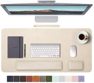 RENMTURE Large Mouse Pad and Keyboard Wrist Rest, Desk Pad for Keyboard and Mouse, Large Gaming Mouse Pad with Wrist Support, Desk Mat for Work and Gaming (Apricot)