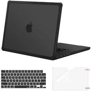 MOSISO Compatible with MacBook Pro 16 inch Case 2025 2024 2023 2022 2021 M4 M3 M2 M1 A3403 A3186 A2991 A2780 A2485,Anti-Cracking Heavy Duty TPU Bumper Hard Case&Keyboard Skin&Screen Film, Black
