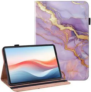 YHDXUYS Case for Samsung Galaxy Tab S10 Plus 2024/S9 FE Plus 2023/S9 Plus 2023 12.4 Inch Tablet with Pencil Holder, Multiangle Stand Wallet Design Cover,Purple Marble