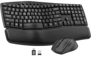 Quiet Wireless Keyboard and Mouse Combo,30dB Silent Ergonomic Full-Size Keyboard Set with Wave Keys & Soft Palm Rest, Dual-System Switch for Windows/Mac, Ideal for Business Teams & Home OfficeSablute