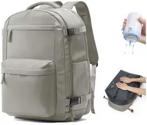 VGCUB Vacuum Backpack Travel with Electric Pump Vacpack System Storage Compression Laptop Work Business Waterproof College Weekender Bags Casual Daypack Backpacks for Women Men Brown