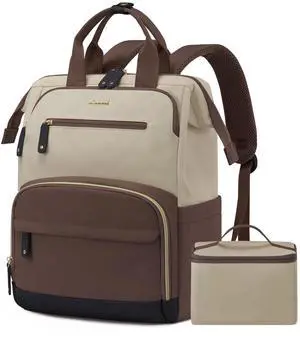 LOVEVOOK Lunch Backpack for Women, 15.6 Inch Laptop Bag with Insulated Cooler Lunch Box, Work Backpack for Teacher Nurse, Travel Backpack Lunch Bag for Camping Picnic Daily Use