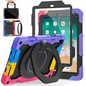 ROISKIN iPad 6th 5th Generation Case 9.7 Inch, Pro 9.7, Air 2 with 360 Kickstand Hand Strap [Screen Protector, 15ft Drop Protection]Heavy Duty Air 2 /Pro 9.7 / iPad 6th 5th Gen Case for Kids Women Men
