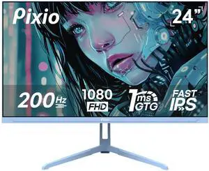 Pixio PX248 Wave Blue 24 inch 200Hz Refresh Rate FHD 1080p Resolution Fast IPS Panel 1ms GTG Response Time Adaptive Sync Built-in Speakers Blue Gaming Monitor