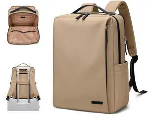 GOLF SUPAGS Imitation Leather Backpack for Women Men Multi-Functional Water-Resistant Casual Daypack for Work, Travel & College Fits 15.6 Inch Laptop (Gravel Brown)