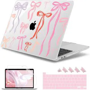 May Chen for MacBook Pro 16 inch A2141 2020 2019 Release, Screen Protector & Keyboard Cover Plastic Soft-Touch Case for MacBook Pro 16-inch with Touch Bar & Touch ID - Bows Girly