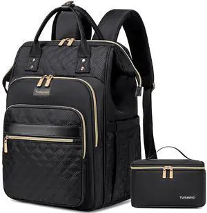 Yunkevivo Lunch Backpack for Women, 15.6 Inch Laptop Backpack for Womens Stylish Nurse, Teacher Work Back pack with Lunch Box Insulated Backpacks Cooler for Women Men Travel Camping Picnics