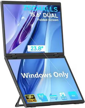 ZSCMALLS 15.6" Laptop Screen Extender 1080P Dual Portable Monitor for Laptop USB-C HDMI Stacked Folding Triple Monitor Travel Display with Kickstand VESA for Phone Windows only