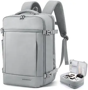 SHOWKOO 40L Travel Backpack for Men & Women, Airline Approved Carry On Laptop Backpack Fits 17.3", Waterproof Personal Item Bag Expandable Large Capacity Weekender Backpack