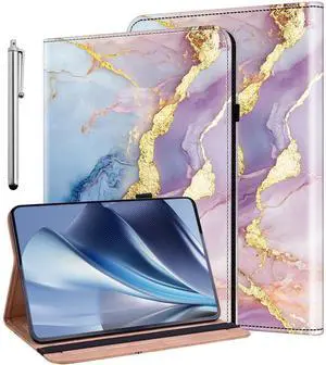 KEFBWAO Case for All-New Amazon Fire HD 10 and 10 Plus Tablet (13th/11th Generation, 2023/2021 Release), Stylus Holder Flip Wallet Leather Shockproof Cover, Bicolor Marble