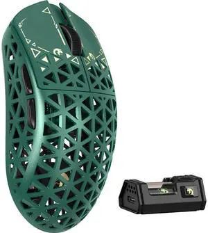 MAMBASNAKE M5 Ultra Carbon Fiber 8KHz Wireless Gaming Mouse,PAW3950MAX Sensor 42K DPI,39g Superlight Tri-Mode 2.4GHz/BT/Wired Computer Mice,Web Driver Support,for Win/Mac/FPS/MOBA/Esports-Green (A)