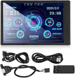 LICAEVEY Portable Monitor, 3.5in USB Mini Screen, CPU Hardware Temperature Monitor Type C Sub Screen, AIDA64 PC Temperature Display Screen for Computer Case, Displays Computer Network