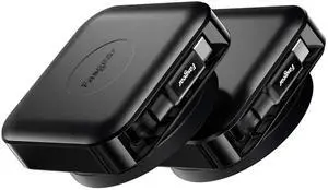 Fasgear Retractable USB C Cable Desk Mount, 2 Pack Flat Cable 60W PD/PPS Fast Charging USB C 2.0 Charger Cord for iPhone 16 15 Pro/iPad/Mac-Book/Sam-Sung, 360° Rotatable Type C Cable(Black)