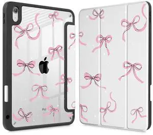 May Chen for iPad (A16) 11th Generation Case 11 Inch 2025, iPad 10th Gen Case 2022 10.9 inch, Built-in Pencil Holder with Shockproof Cover Clear Transparent Back Shell Auto Wake/Sleep, Stars Bow