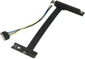 XRIKUI M.2 NGFF NVMe Key M Extender Cable to PCIE x16 for Graphics Card Riser Adapter 250mm(90 Degree Left)