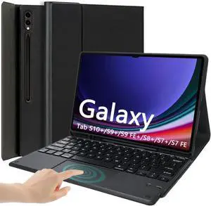 Keyboard Case for Samsung Galaxy Tab S10 Plus/S9 Plus/S9 FE Plus/S8 Plus/S7 Plus/S7 FE 12.4 Inch, Smart Touchpad, Detachable Bluetooth Trackpad Keyboard, Slim PU Stand Cover with S Pen Holder