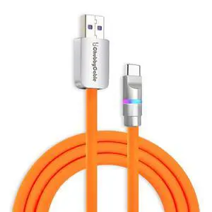 chubbycable Neon Chubby - Fast Charge Cable with Smart Light RGB Color Gradual Light Up 100W Charging Cord LED USB C Cable Compatible with iPhone 17-15 Series, Orange, USB-A to Type-C, 3.3 FT