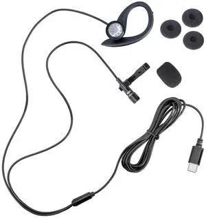 ECS WordSecure USB-C Headset & Lapel Tie-Clip Condenser Lavalier Mic, Around-The-Ear, Noise Canceling, Ideal for Dictation, Speech Recognition, Video Recording, YouTube Vlog, Type-C Device - 6 ft.