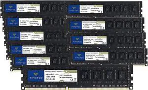 Timetec 80GB KIT(10x8GB) DDR3 / DDR3L 1333MHz PC3-10600 Non-ECC Unbuffered 1.5V / 1.35V CL9 2Rx8 Dual Rank 240 Pin UDIMM PC Desktop Computer Memory RAM Module Upgrade (80GB KIT(10x8GB))