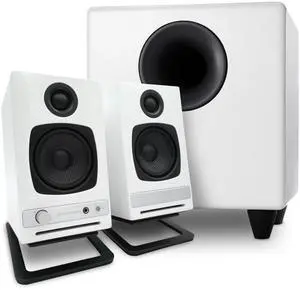 Audioengine A2 HD White Home Music System with S8 Subwoofer and DS1M Stands
