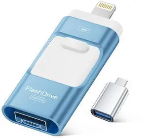 MFi Certified 512GB iPhone Flash Drive, Photo Stick Memory Stick for iPhone iPad, USB Thumb Drive for Photos Videos Transfer & Backup, External Storage Compatible for iPhone/Android/PC/Mac (Blue)