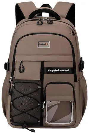 Laptop Backpack Large Cool Aesthetic Waterproof Hiking Travel Backpacks Multiple Pockets Book Bag for College Women Men (Brown)