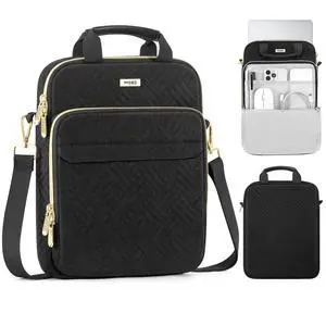 MoKo 13-14 in Puffer Laptop Sleeve Bag for 13-inch New Mac Air/Pro, 14-inch MacBook Pro M4/M3/M2/M1, 13.8 Surface, Puffy Laptop Carrying Case with Handle & Shoulder Strap, Black