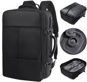 EASY SPEED Vacuum Backpack Travel,80L Exapandable Air Compression System,Water Resistant & TSA Anti Theft,Strong Sealing,Available for boarding, Ideal for Travel/Laptop, Black(Vacuum Pump Included)