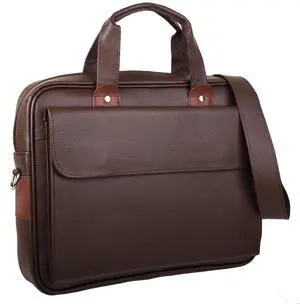 Lulumm Full-Grain Leather Briefcase for Men, Leather Laptop Bag, Business Messenger Bag, Crossbody Shoulder Satchel (Coffee)