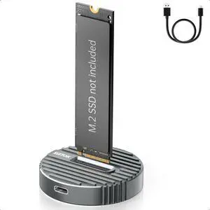 SUITOK M.2 NVMe SSD Reader External, 10Gbps M2 to USB Adapter for Both M 2 (M Key, B+M Key) NVMe and SATA NGFF SSD Dock, Size for 22110 2280 2260 2242 2230 Drive Round Docking - Aluminum Alloy