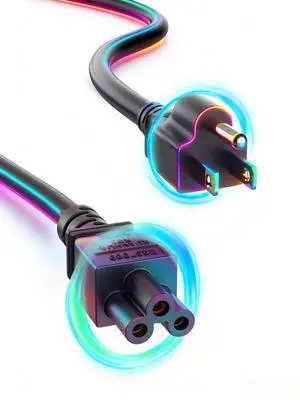 Universal Laptop Power Cord, 16AWG, NEMA 5-15P to IEC C5, 3-Prong AC Cable, 10A 125V (12FT)