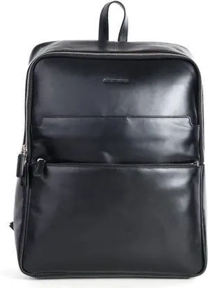 GREAT DONAK Leather 20L Backpack | 15" Laptop & Multiple Compartments Travel Luggage For Men and Women | Lightweight Office School College Bag For Boys and Girls | Water Resistant YKK Zipper - Black
