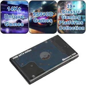 Portable retro Game Emulator Console Batocera v40 500GB Plug & Play Game System Bulit In-14.5K+ Games 550+ 3D No Dupes 39 Systems - USB-C 3.1-200MB/S for PC/Laptop/WindowsPC