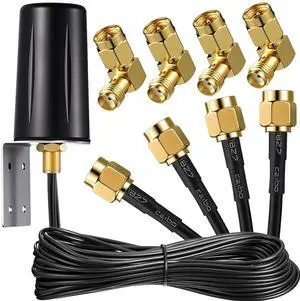 FairySandy 5 Pcs 5G Mobile Antenna 4x4 MIMO Omnidirectional LTE External Antenna with SMA Male to Female Right Angle Adapter for Boosts Performance of 5G Routers Gateways Hotspot Home Internet