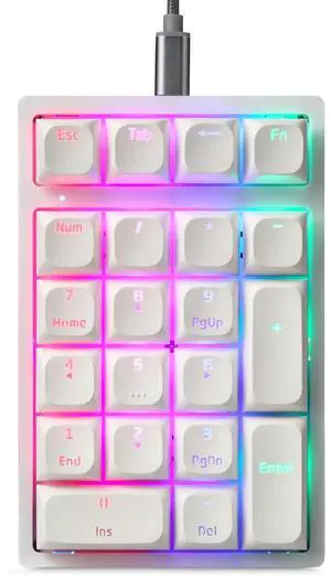 MOTOSPEED Mechanical Numeric Keypad Hot-Swap Red axis Wired Gaming RGB Backlit PBT Keycap 21 Keys Mini Numpad Portable Keypad Extended Layout(Red axis)