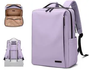 GOLF SUPAGS Imitation Leather Backpack for Women Men Multi-Functional Water-Resistant Casual Daypack for Work, Travel & College Fits 15.6 Inch Laptop (Purple)