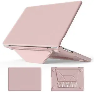 Batianda Premium PU Leather Case for New M4 MacBook Pro 16 inch 2024 2023 2021 M3 M2 M1 Pro/Max Chip Business Elegant Protective Cover with Foldable Stand, Full Protection with Anti-Slip Pads, Pink